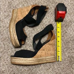Black/tan Tory Burch wedges